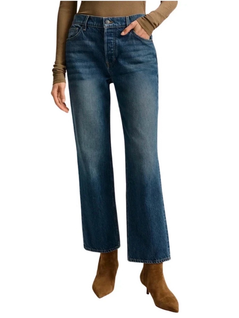 Veronica Beard Leah Straight Leg Jeans Mid Rise Denim Equinox Blue Size 27